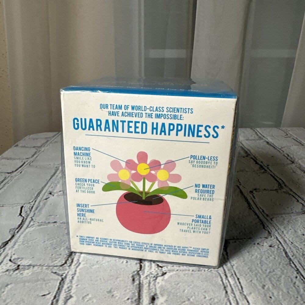 Solar Powered Dancing Pot Flower Figurine Two's Company Bee Happy Pink New - Picture 4 of 6